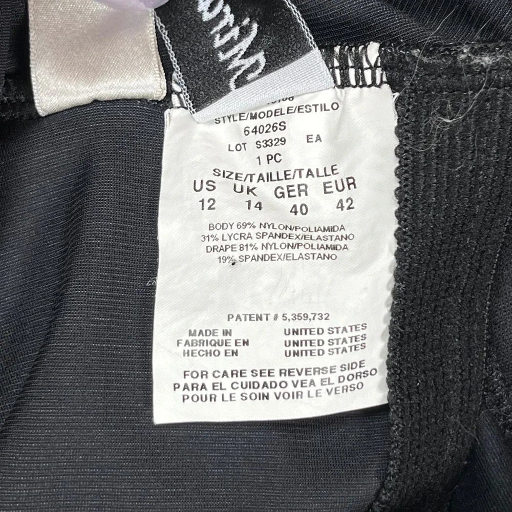 Miraclesuit x Orvis One Piece Swimsuit Dress Women XL Black‎ Ruched Surplice